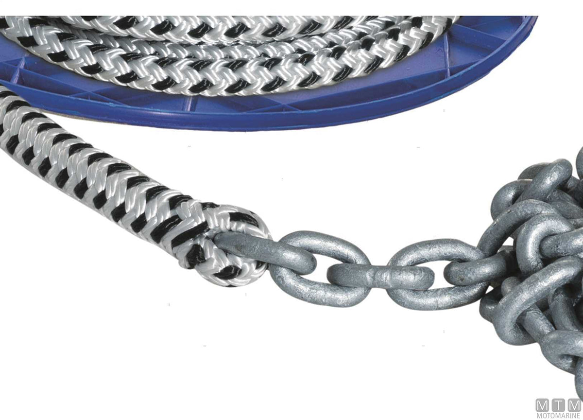 Polyester braid Ø12.6 mm 40 m + galvanized chain Ø6 mm 10 m - original photo Motomarine Srl