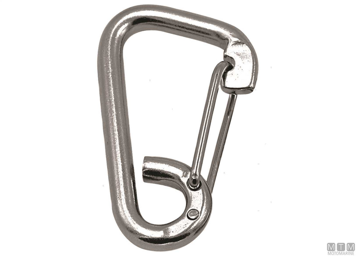 Wide snap hook with spring gate Ø12 mm stainless steel 316 - original photo Motomarine Srl