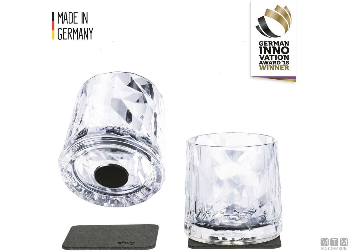 Silwy pair of magnetic plastic whisky glasses - original photo Motomarine Srl