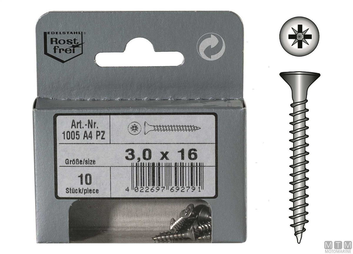 Torx chipboard screws DIN6112 stainless steel A4 5x50 8 pcs - original photo Motomarine Srl