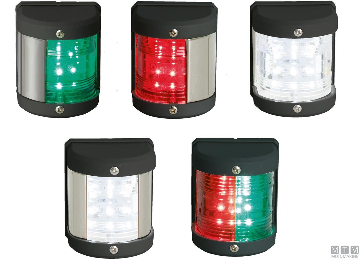 LED navigation sidelight, green, Midi, black, 65x75 mm - original photo Motomarine Srl