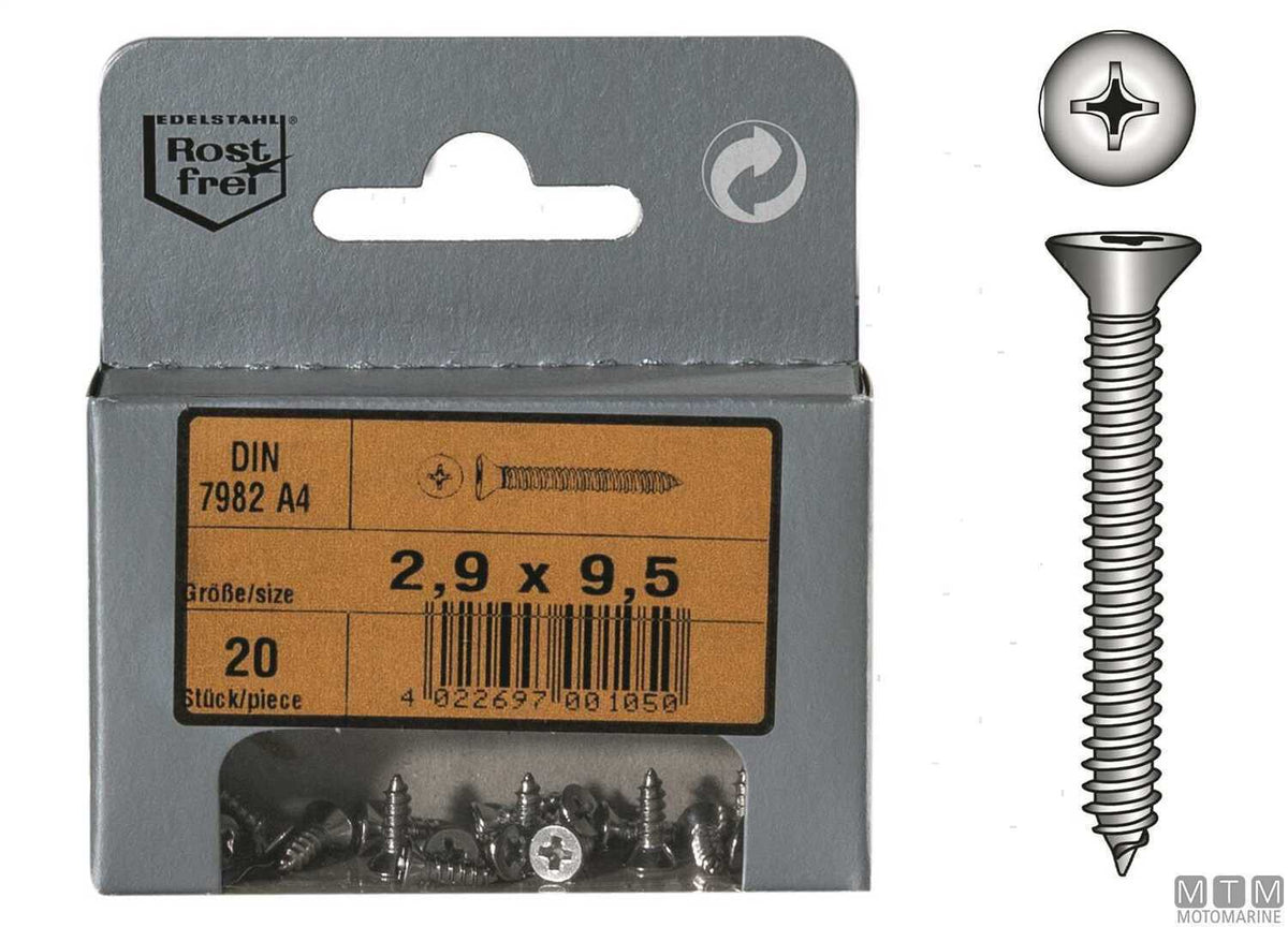 Self-tapping screws countersunk head DIN7982 stainless steel A4 Ø4.2x25 mm 15 pcs - original photo Motomarine Srl