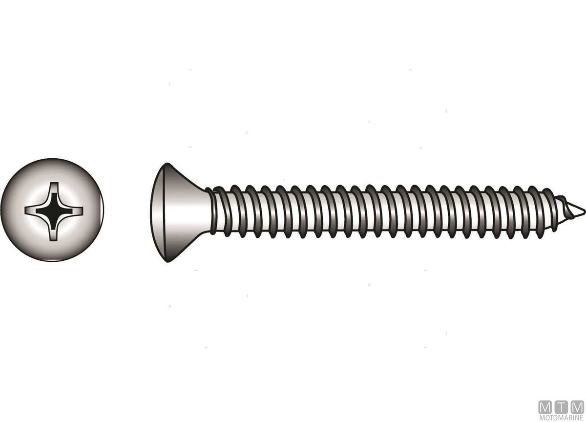 DIN7983 A4 stainless steel raised countersunk tapping screws Ø4.2x16 mm 20 pcs - original photo Motomarine Srl