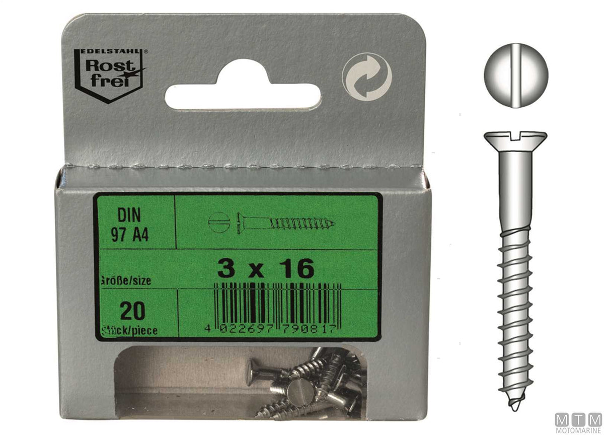 Wood screws countersunk flat head DIN97 6x30 4 pcs - original photo Motomarine Srl