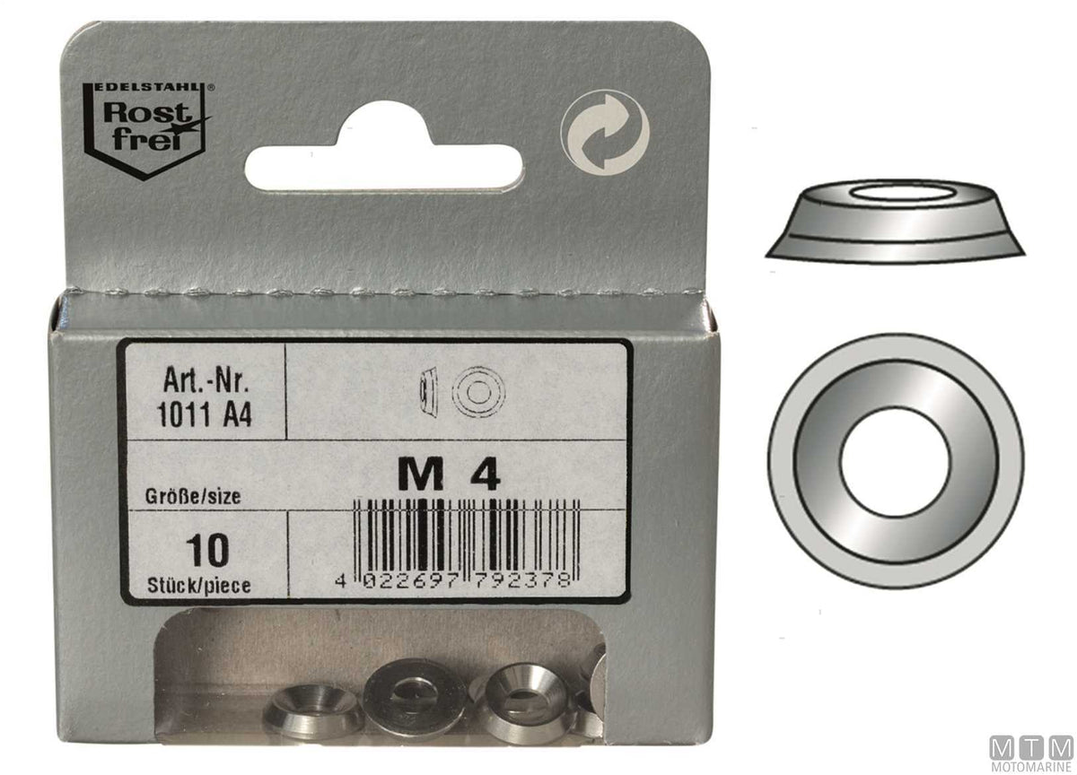 Conical spring washers DIN1011 stainless steel A4 Ø4.3 mm 4 pcs - original photo Motomarine Srl