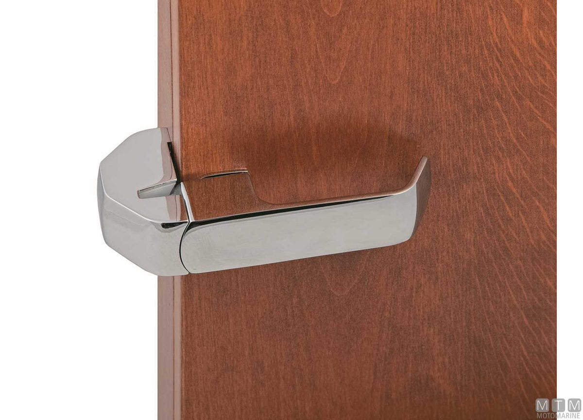 Rotary latch handle 157 mm angled strike chromed brass - original photo Motomarine Srl