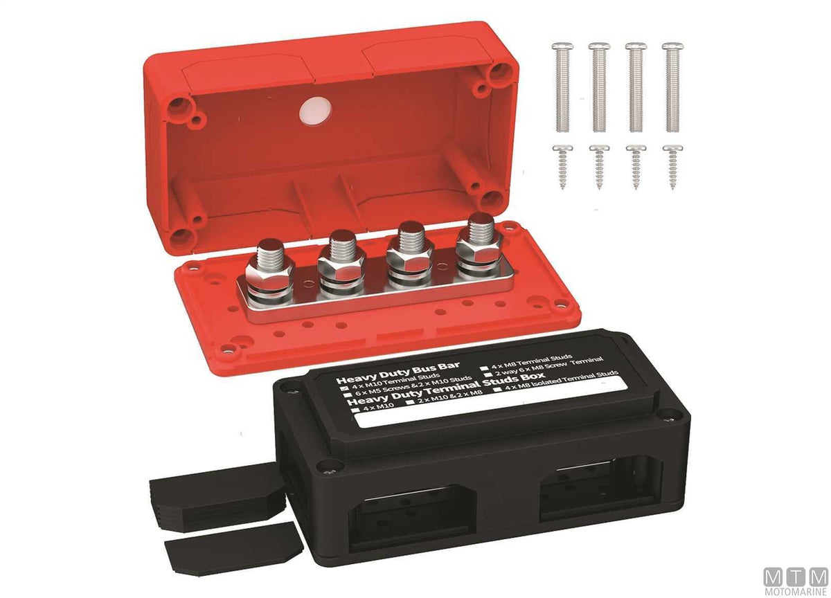 Connection box 300 A black 4xM10 - original photo Motomarine Srl