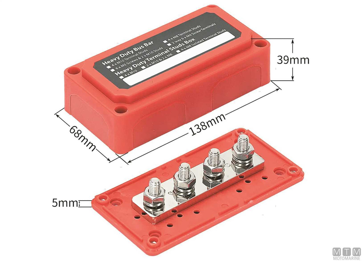 Connection box 300 A black 4xM10 - original photo Motomarine Srl