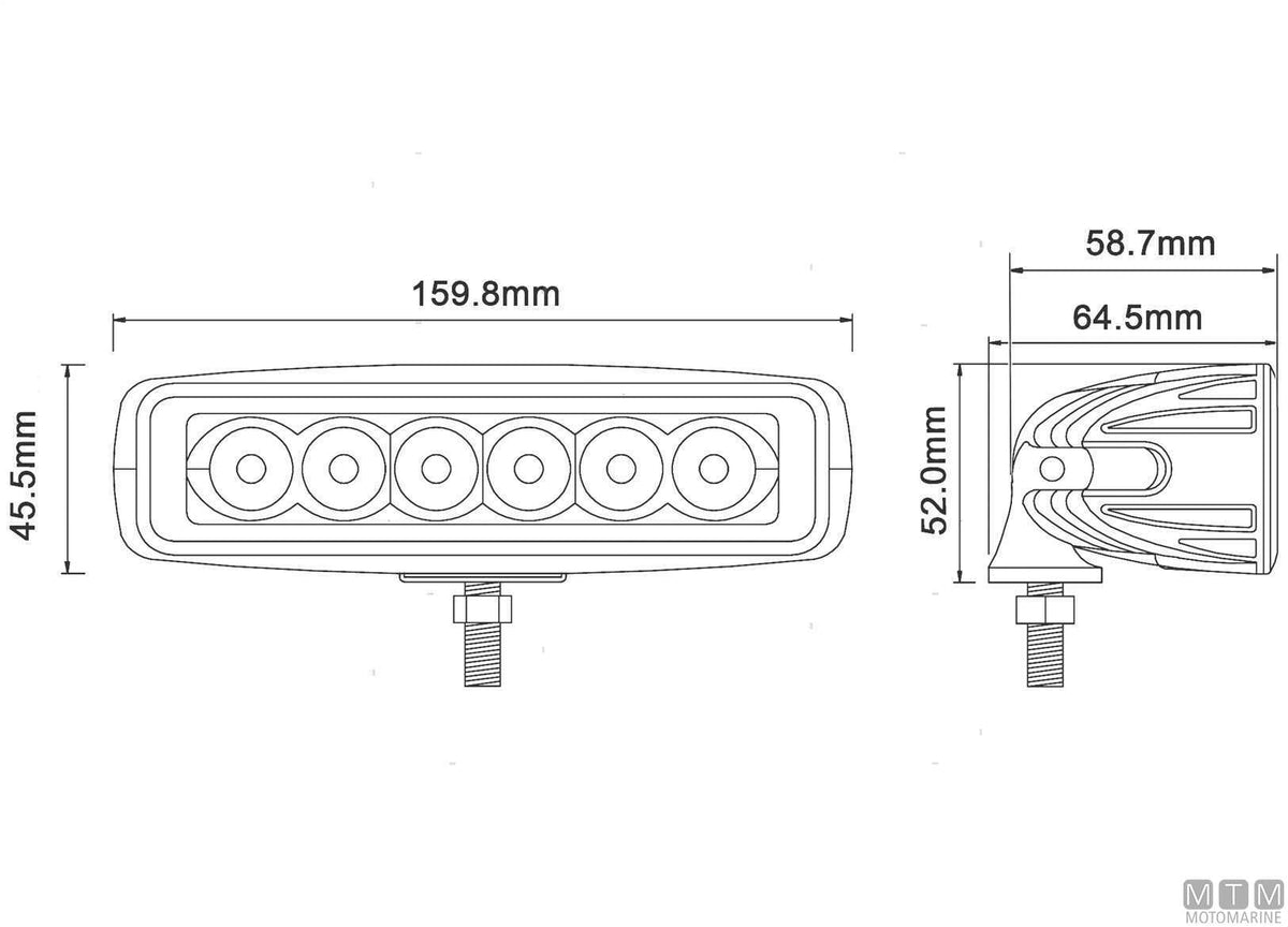 LED deck spotlight white 160x46 mm - original photo Motomarine Srl