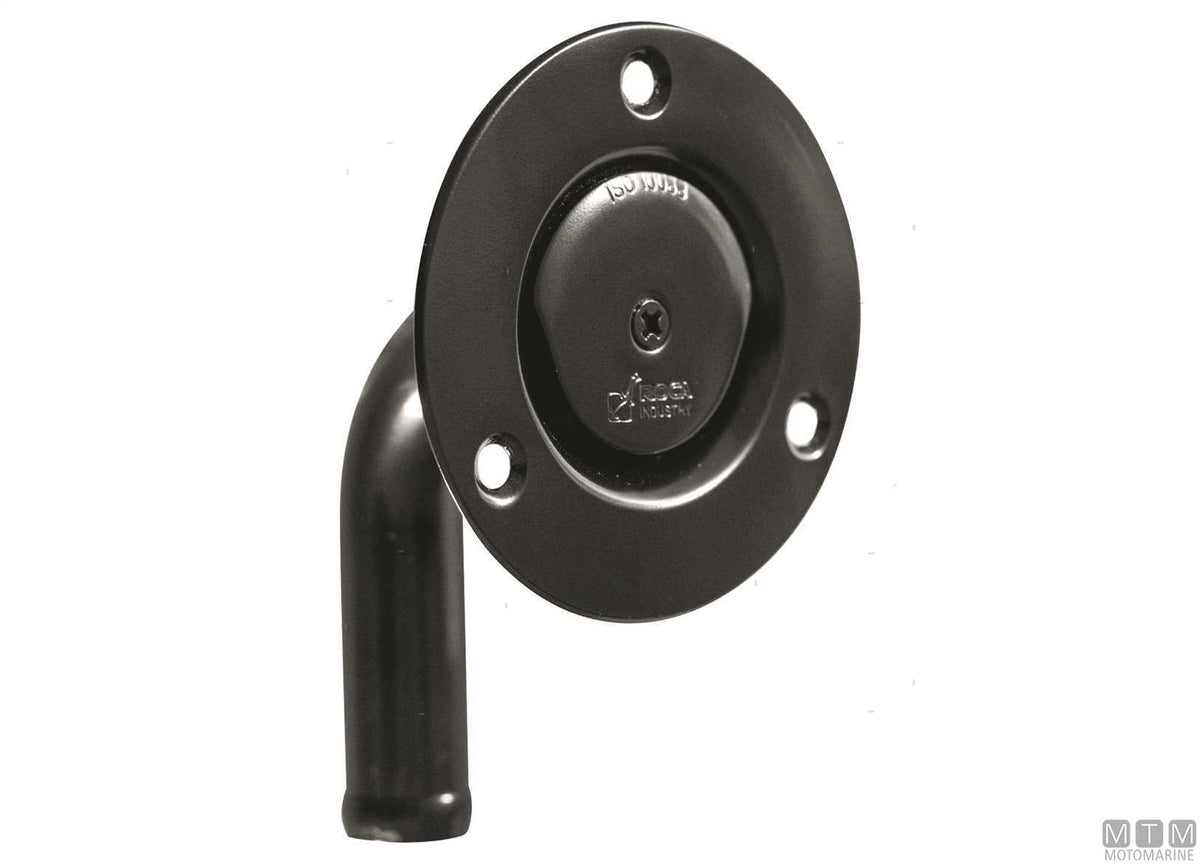 90° curved vent Roca CE Ø16 mm, black stainless steel - original photo Motomarine Srl