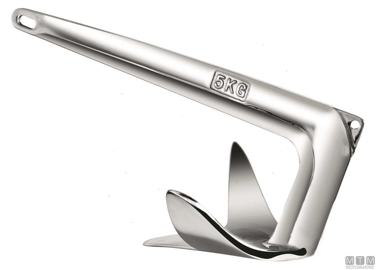 3-Wing anchor 5 kg stainless steel 316 - original photo Motomarine Srl