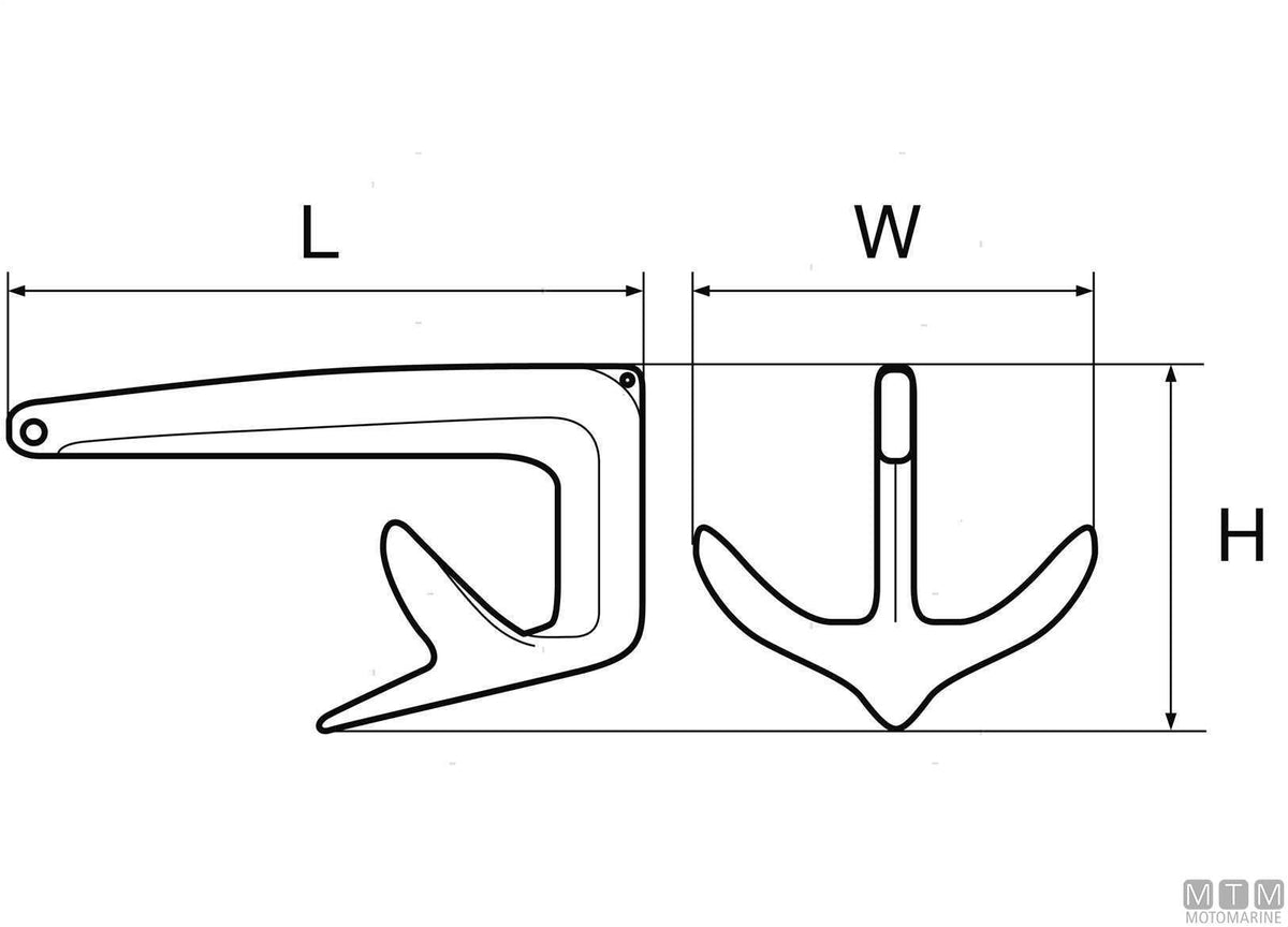 3-Wing anchor 10 kg stainless steel 316 - original photo Motomarine Srl