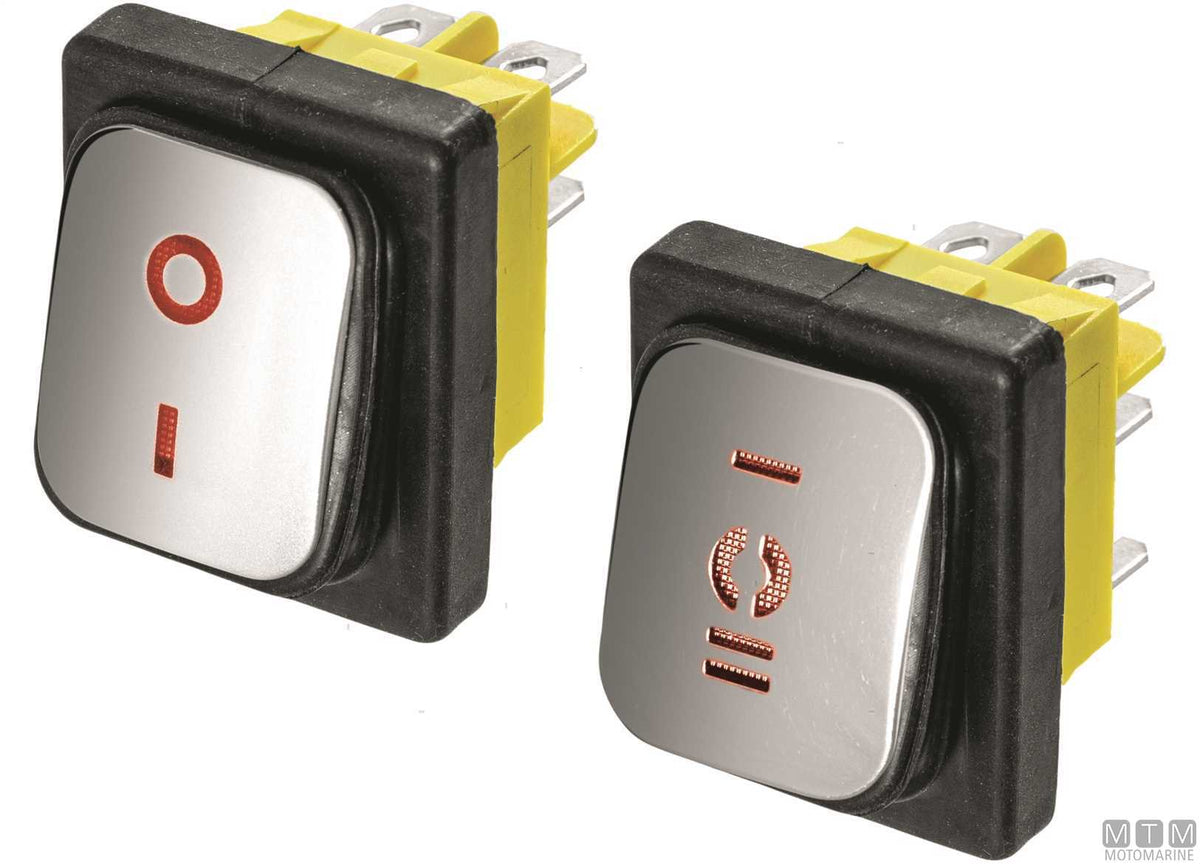 Stainless steel ON-OFF-ON rocker switch 20 A 6 terminals - original photo Motomarine Srl