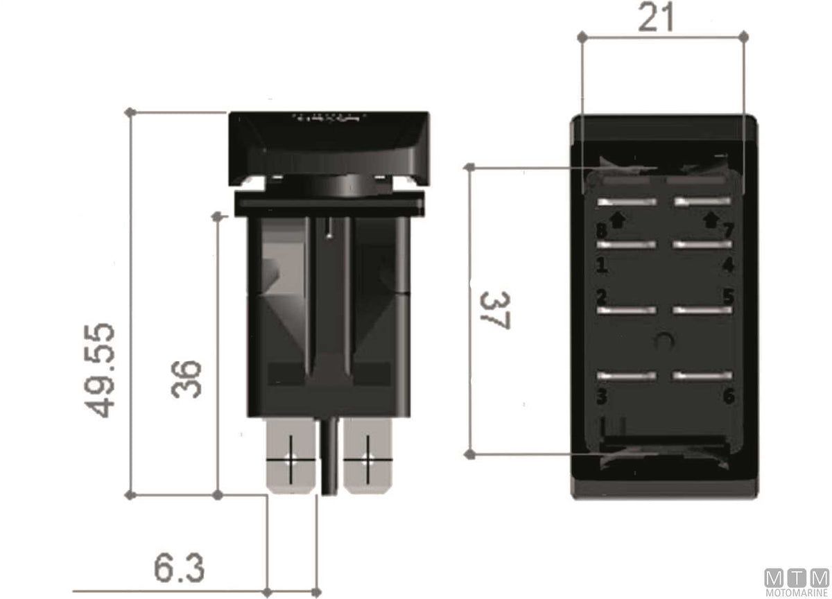 ON-OFF switch Search Light 20 A 4 terminals - original photo Motomarine Srl