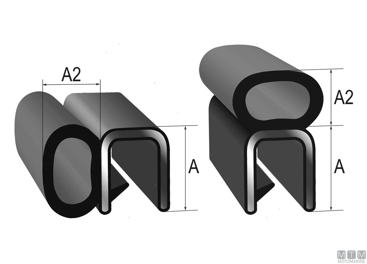 Trim-Lock self-locking vertical seal H 12 mm 3.5>5.5 mm L 15 m - original photo Motomarine Srl