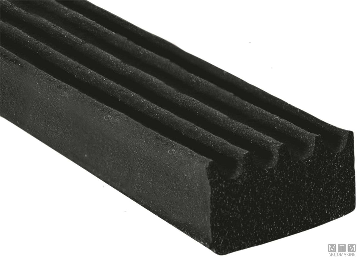 Trim-Lok ribbed rubber seal black 12 mm 3M adhesive L 15 m - original photo Motomarine Srl
