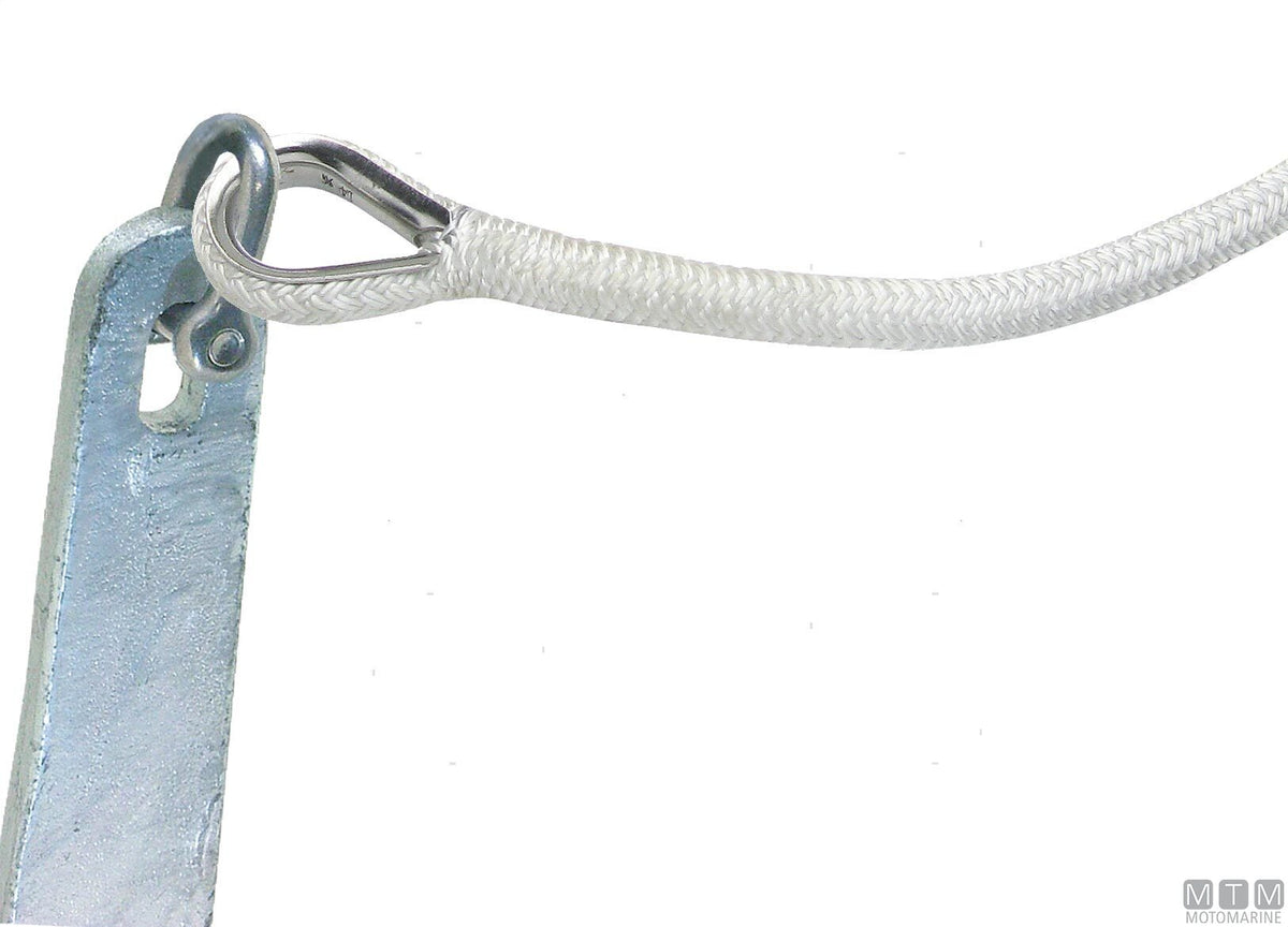 16-strand white mooring braid with stainless steel thimble Ø12 mm 30 m - original photo Motomarine Srl