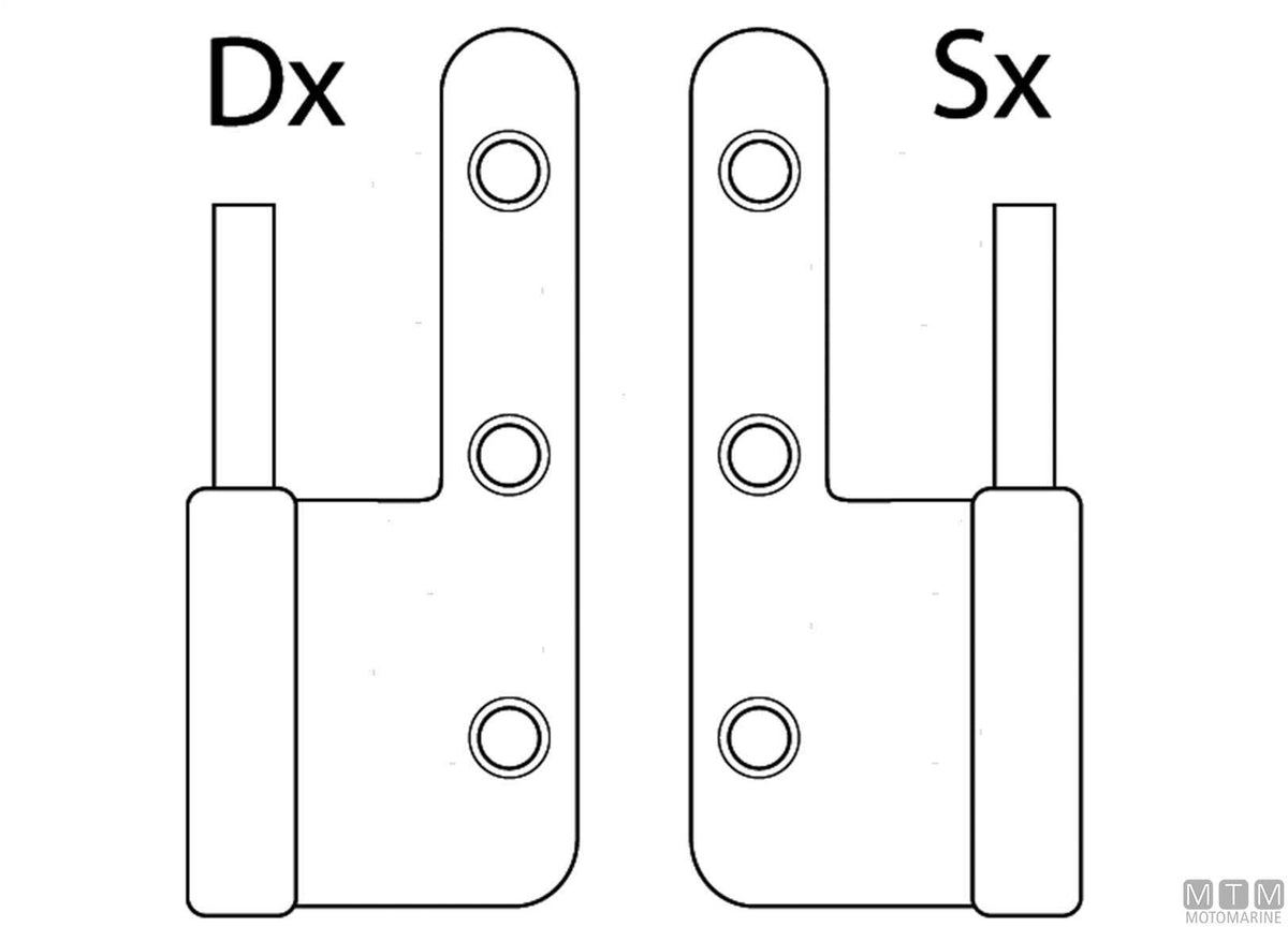 Right removable hinge 85x74 mm, 316 stainless steel - original photo Motomarine Srl
