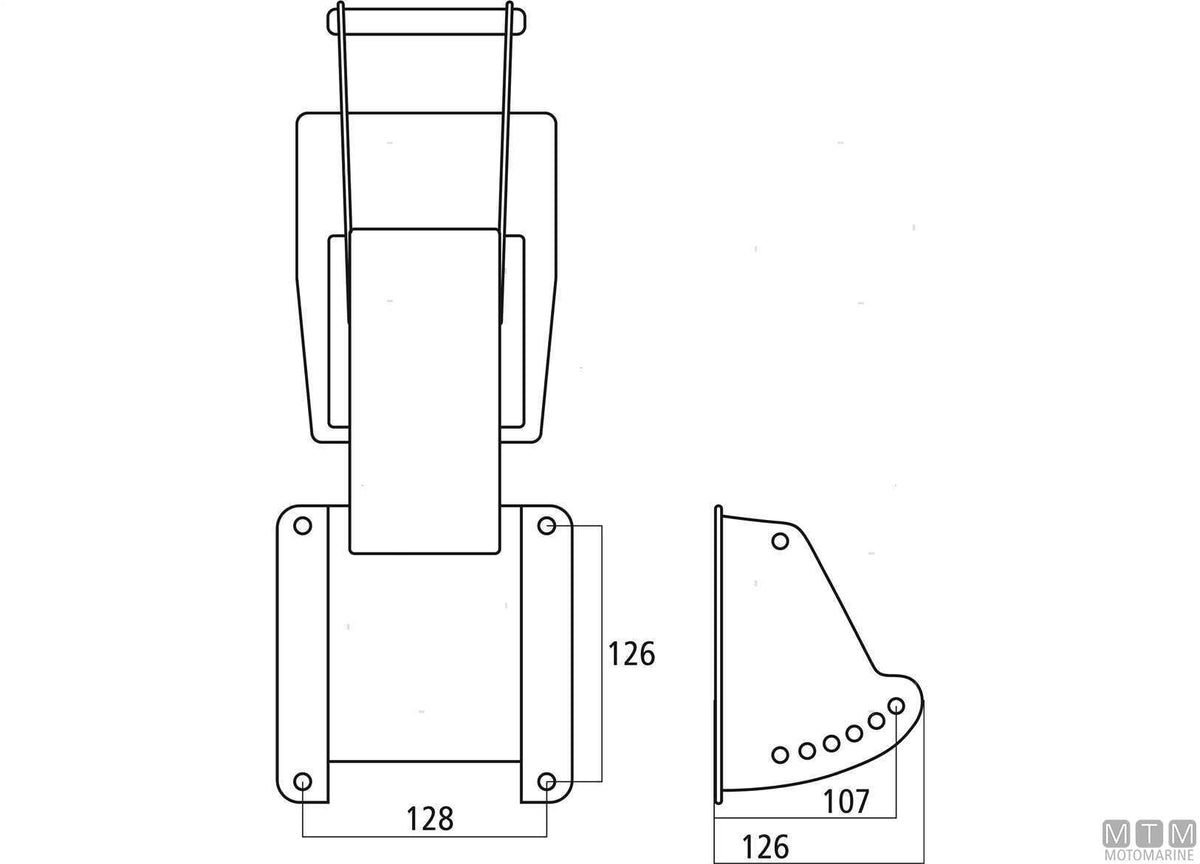 Adjustable pantograph engine bracket <20 HP stainless steel and plastic - original photo Motomarine Srl