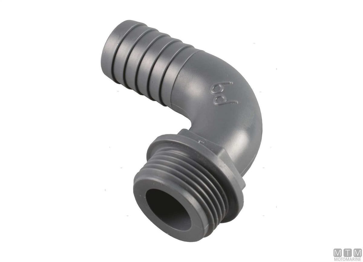 Male elbow hose barb 1/4x10 mm fiberglass-reinforced polypropylene - original photo Motomarine Srl