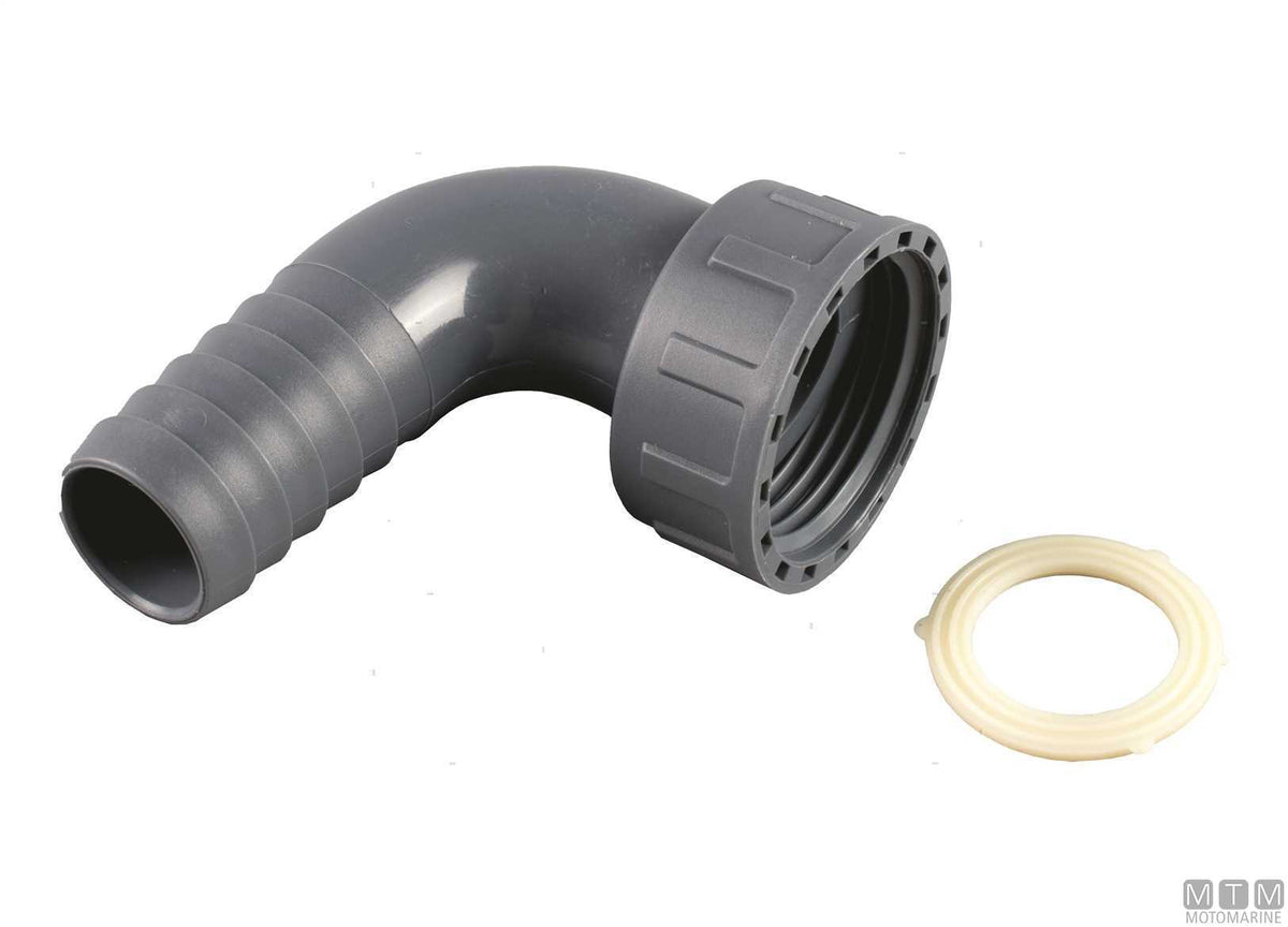 90° hose tail female union nut 3/4x12 mm, fiberglass-reinforced polypropylene - original photo Motomarine Srl