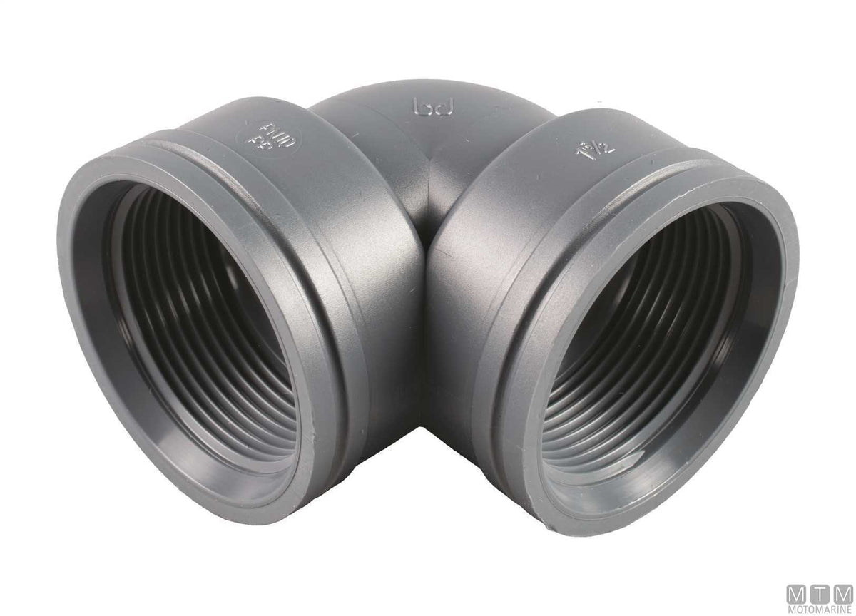 90° elbow F/F 1" fibreglass-reinforced polypropylene - original photo Motomarine Srl