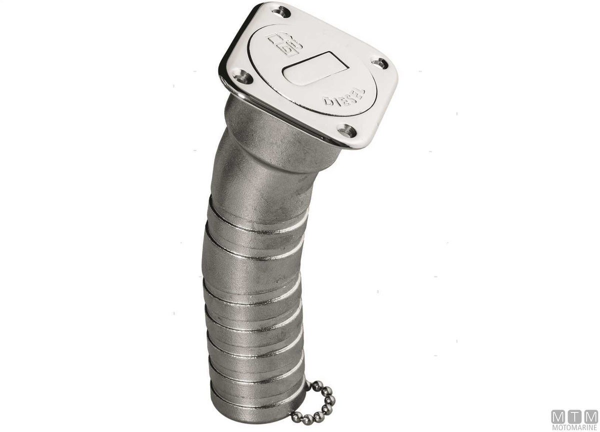 Long waste deck filler Ø38 mm stainless steel - original photo Motomarine Srl