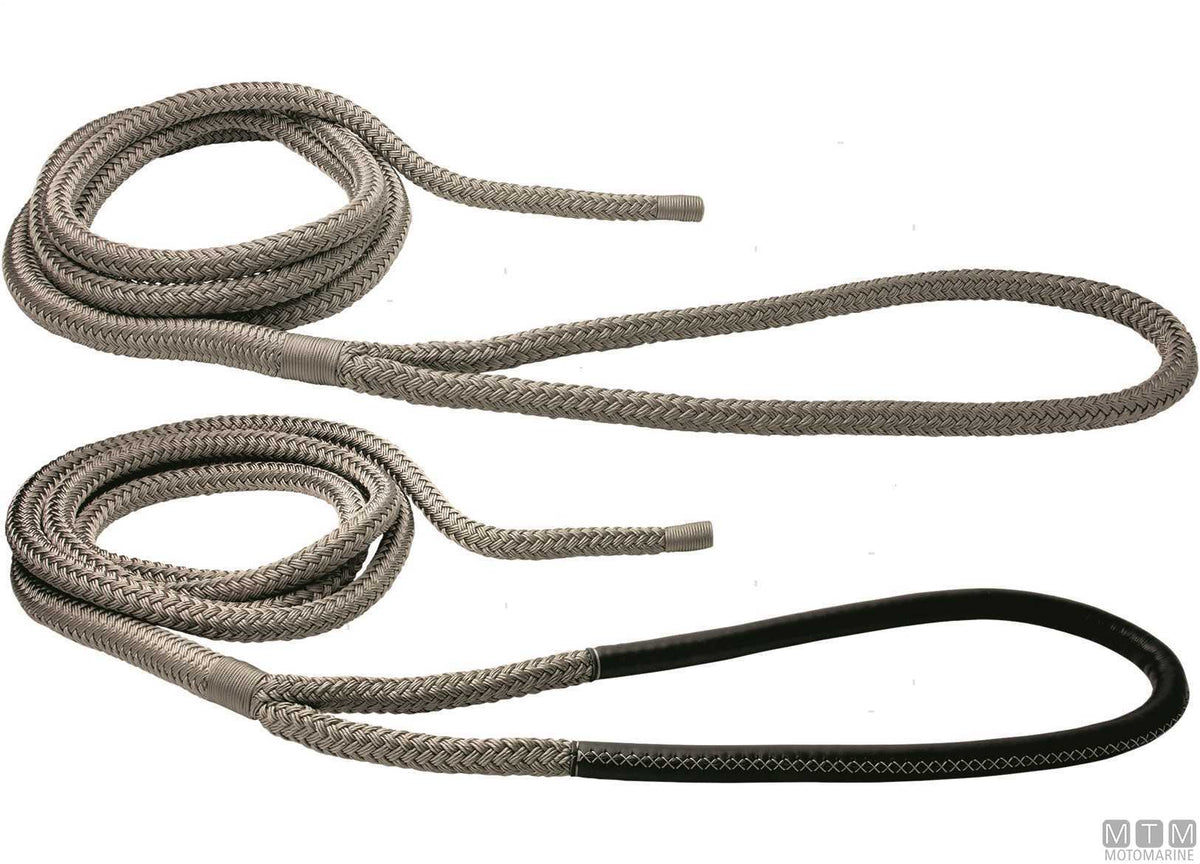 Grey braided mooring line with eye splice, 75 cm, Ø24 mm, 16 m - original photo Motomarine Srl