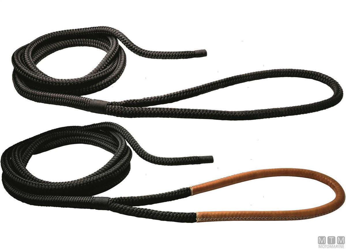 Black braided mooring line with eye splice, 75 cm, Ø24 mm, 16 m - original photo Motomarine Srl