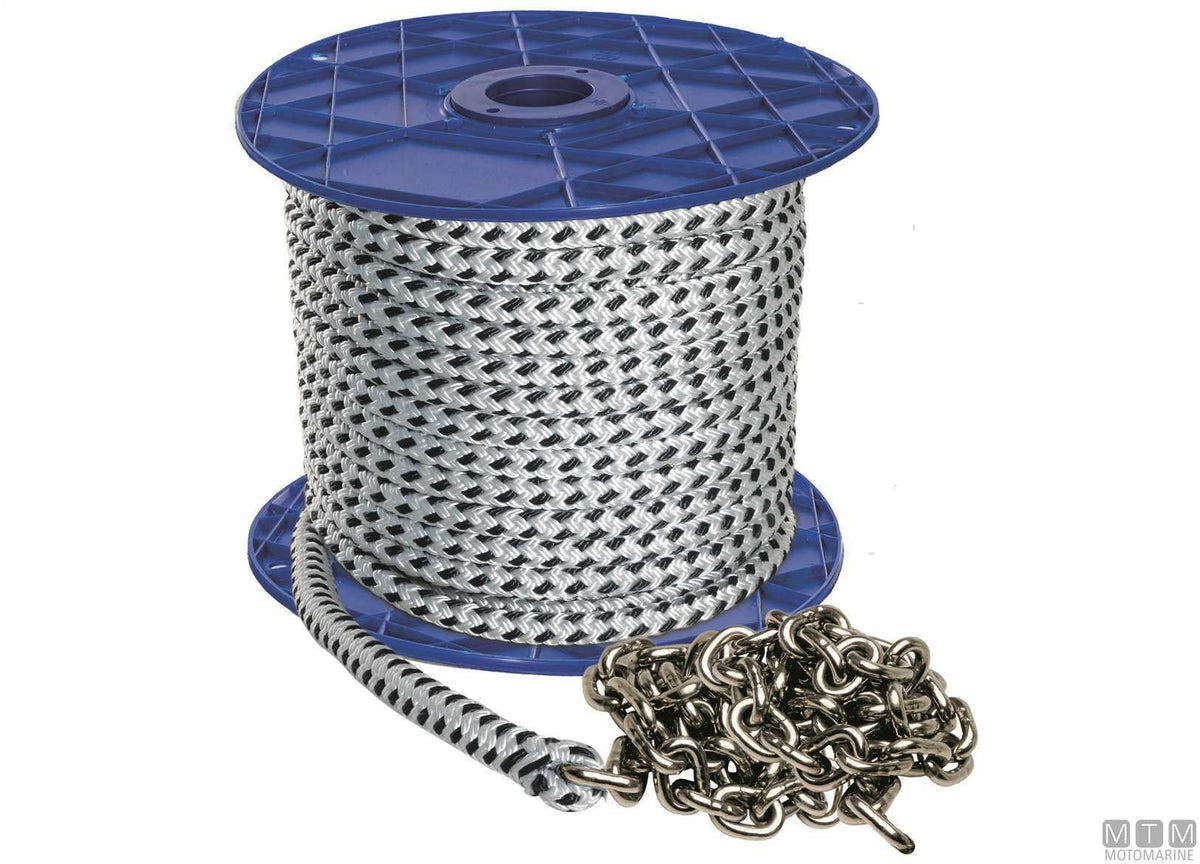 Polyester braid Ø12.6 mm 40 m + stainless steel chain Ø6 mm 10 m - original photo Motomarine Srl