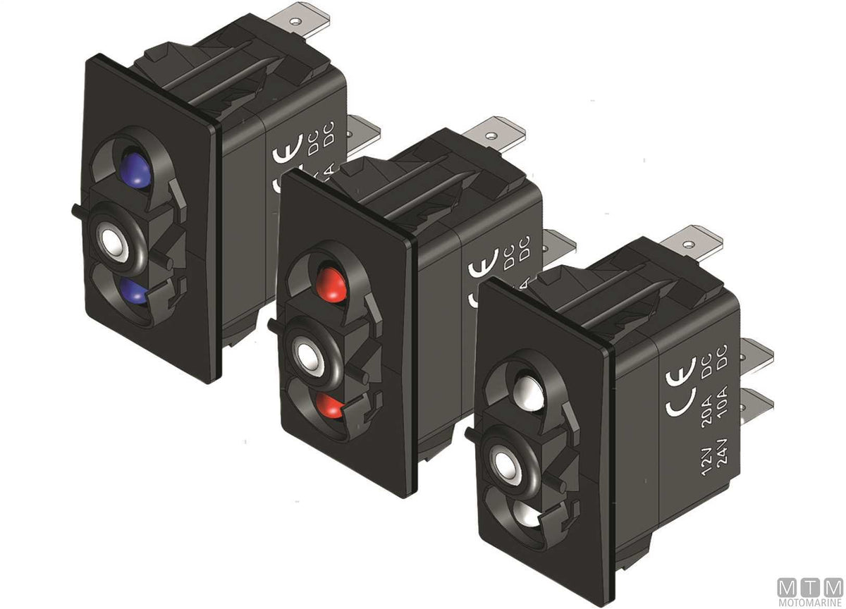 Switch ON-OFF 2 white LEDs 6 terminals - original photo Motomarine Srl
