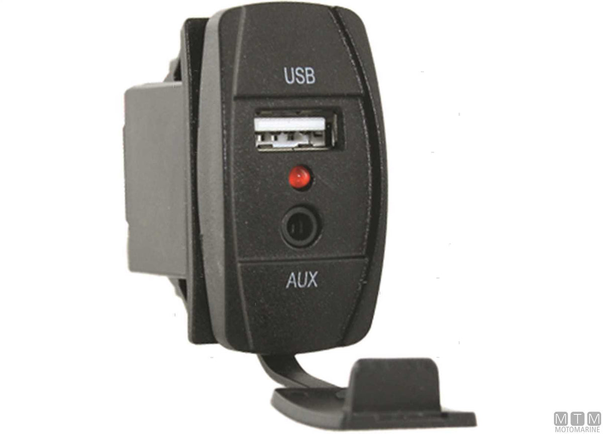 Switch with USB socket and AUX input - original photo Motomarine Srl