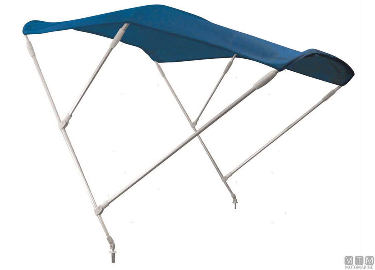 Bimini top 3 bows stainless steel 316 MTM blue W200 cm H140 cm - original photo Motomarine Srl