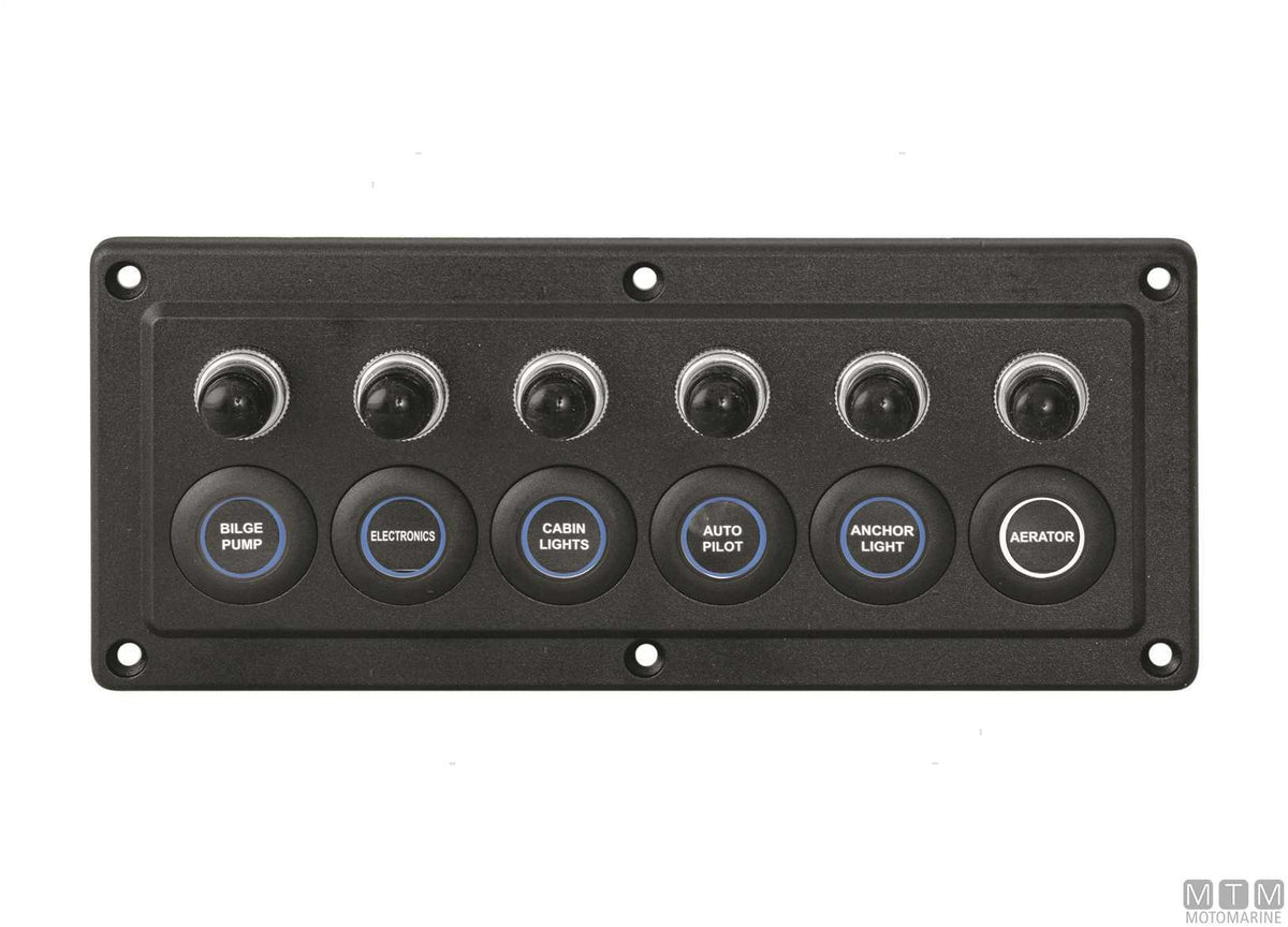Panel with microswitch switches, 8 positions, 270x90 mm - original photo Motomarine Srl