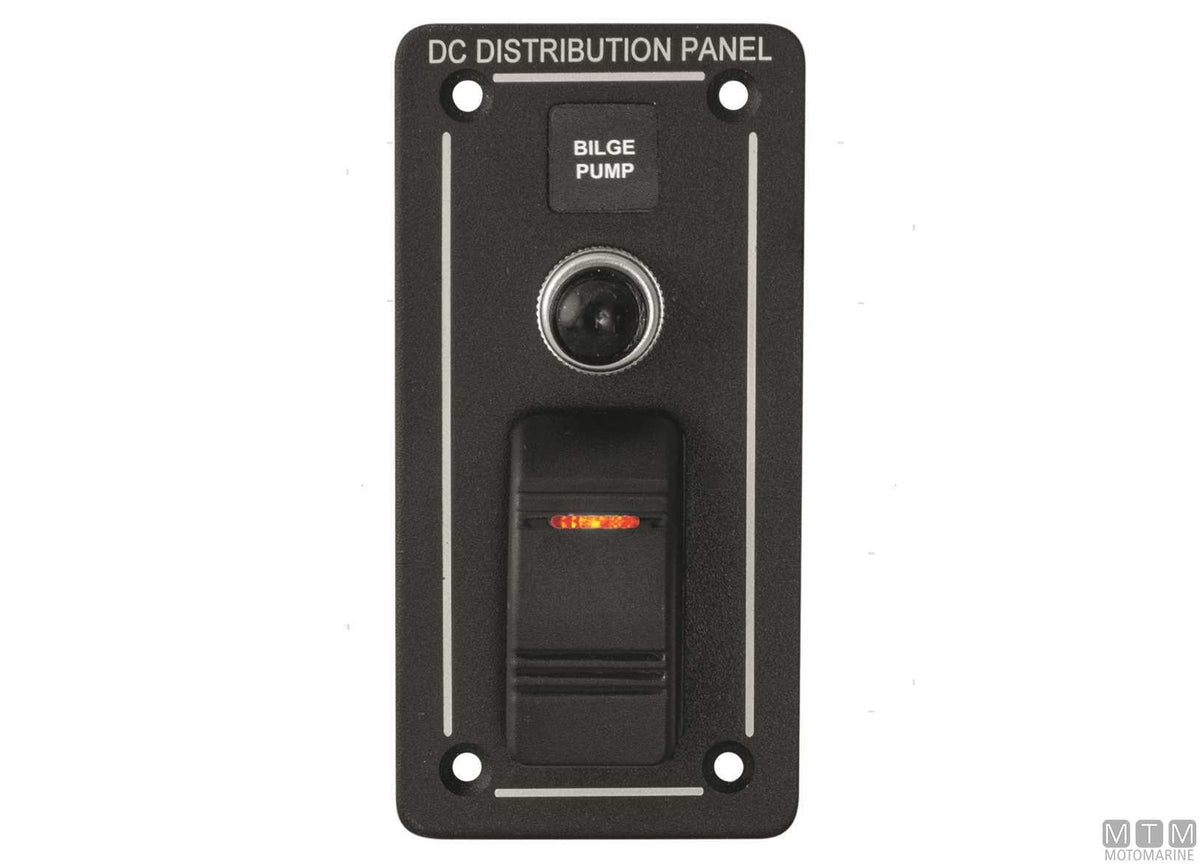 Black aluminium panel with 1-position rocker switch - original photo Motomarine Srl