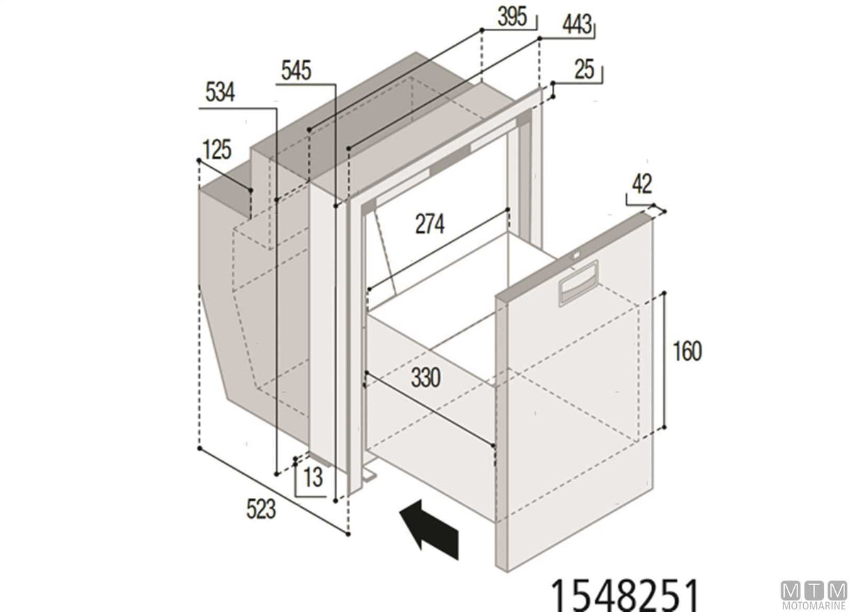 Drawer fridge 62 L VF DW62I stainless steel, internal compressor - original photo Motomarine Srl