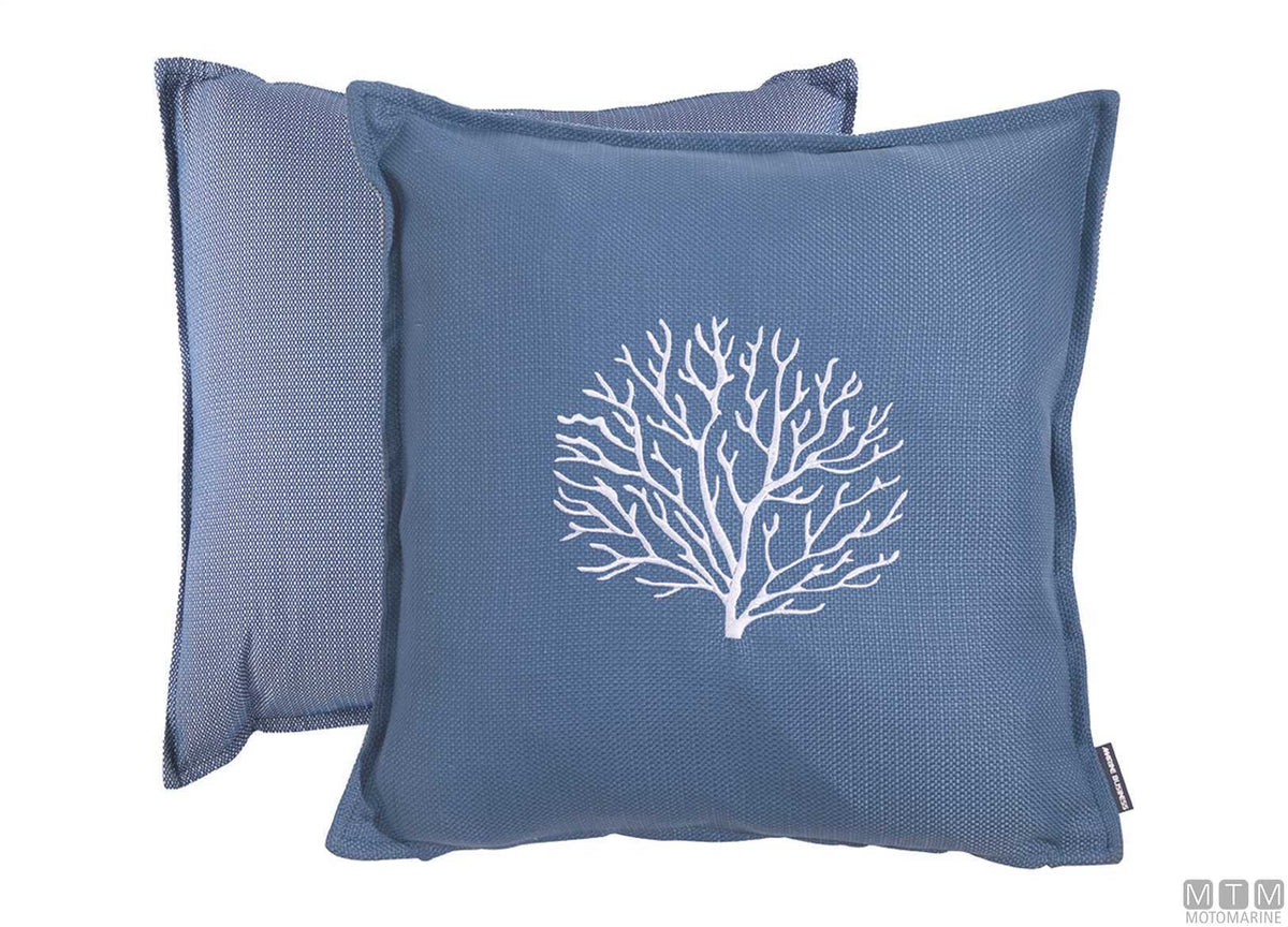 MB Aruba embroidered waterproof cushions set of 2, 45x45 blue - original photo Motomarine Srl