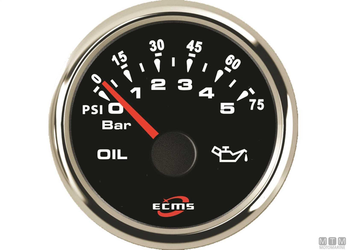 Pressure gauge 5 bar Black/Chrome - original photo Motomarine Srl