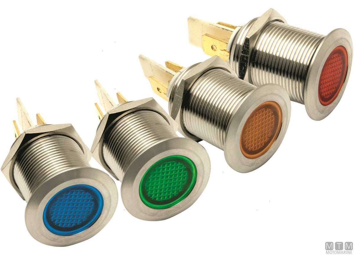 Yellow LED indicator 12V Ø19 mm - original photo Motomarine Srl