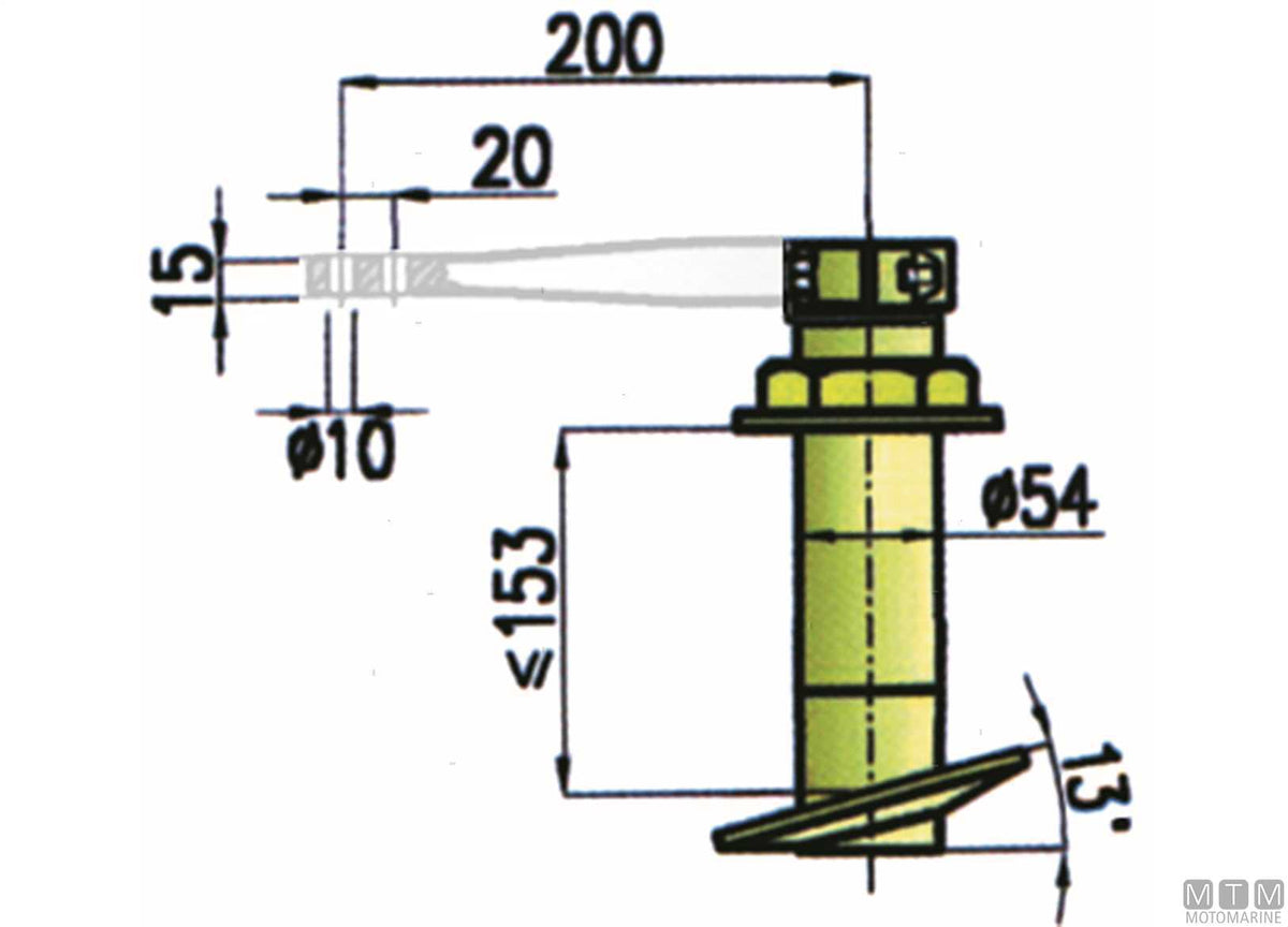 Bronze rudder tube head with 15° inclined base - original photo Motomarine Srl