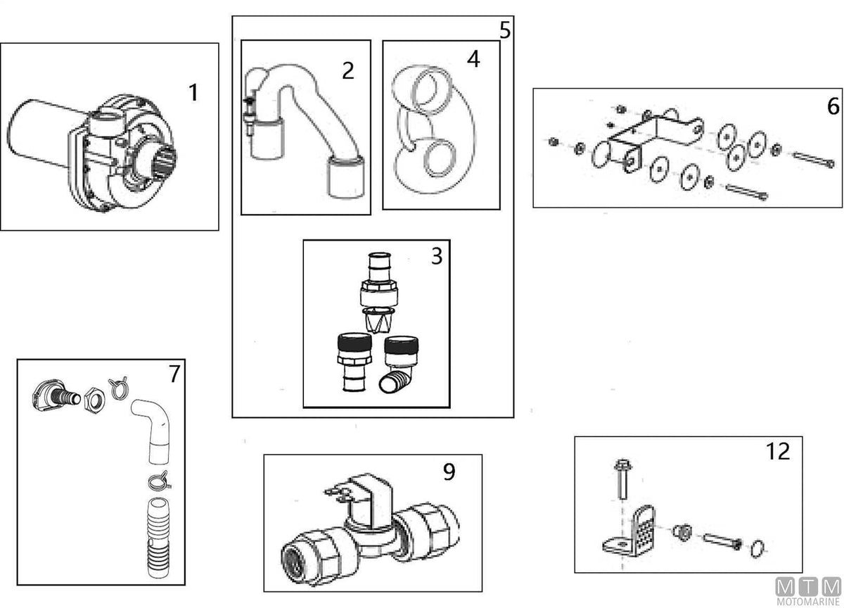 Floor mounting screw kit toilet T-896 - original photo Motomarine Srl