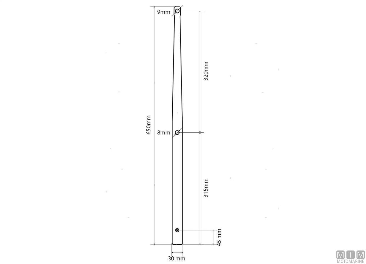 Stanchion h650 mm Ø30 mm stainless steel 316 - original photo Motomarine Srl