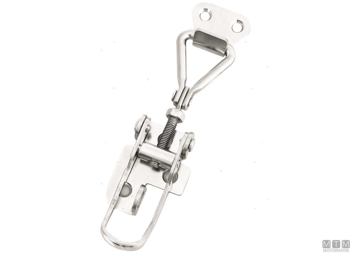 Adjustable lever latch 115-125 mm with padlock hole, stainless steel - original photo Motomarine Srl