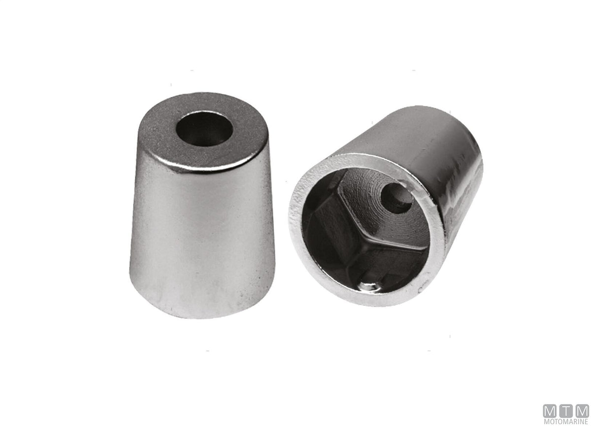 Aluminium nose cone anode with hexagonal fitting Ø25 mm - original photo Motomarine Srl
