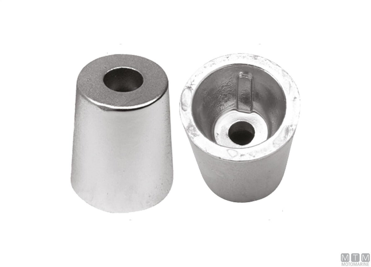 Aluminium nose cone anode with conical fitting Ø60 mm - original photo Motomarine Srl
