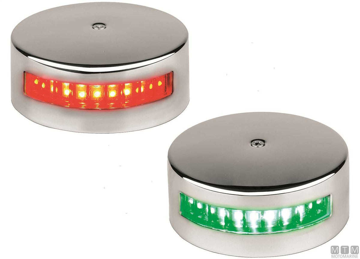 Combined red/green UFO LED bow navigation light in stainless steel - original photo Motomarine Srl
