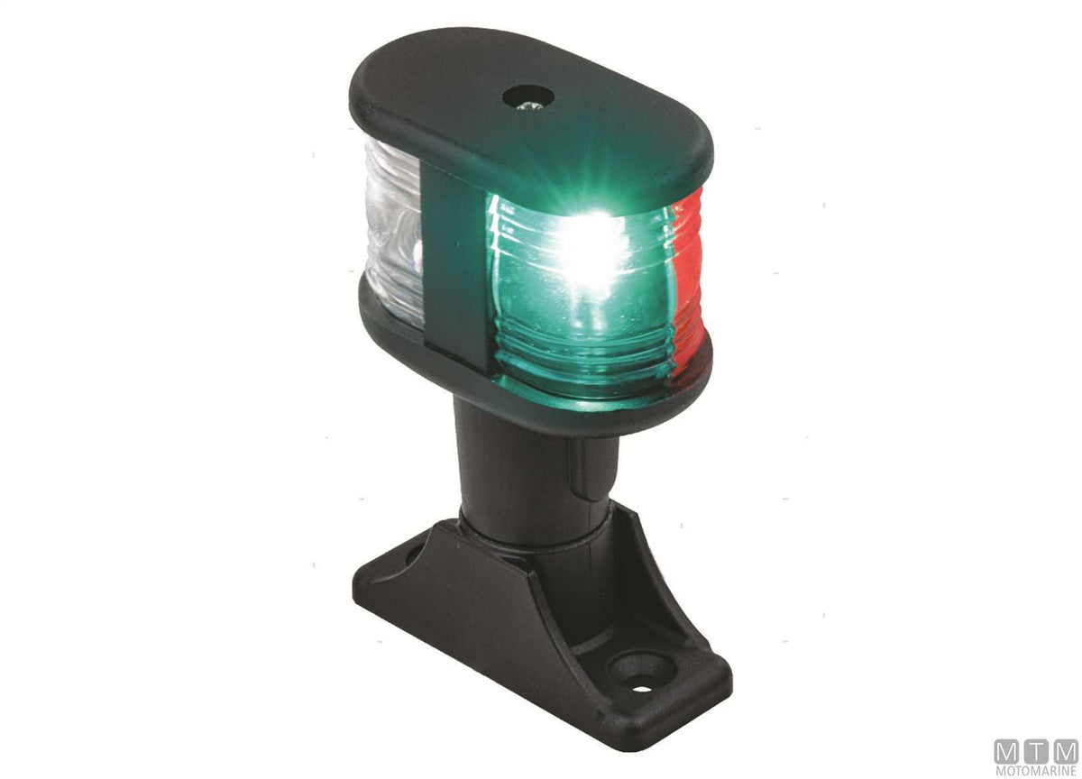 LED tricolor navigation light red/green/stern on base H10 cm - original photo Motomarine Srl