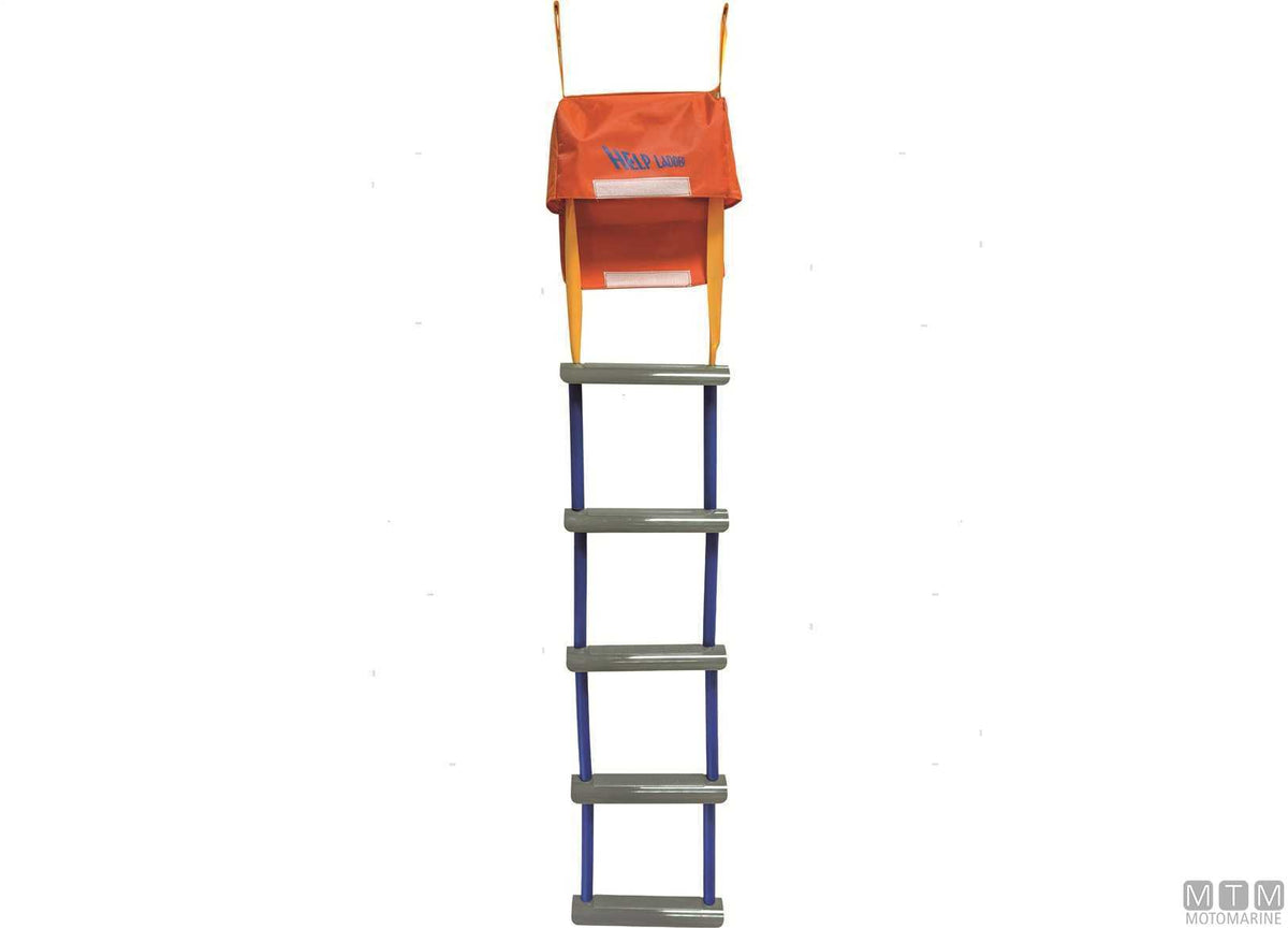 Safety ladder with 5 steps in ABS, PES straps - original photo Motomarine Srl