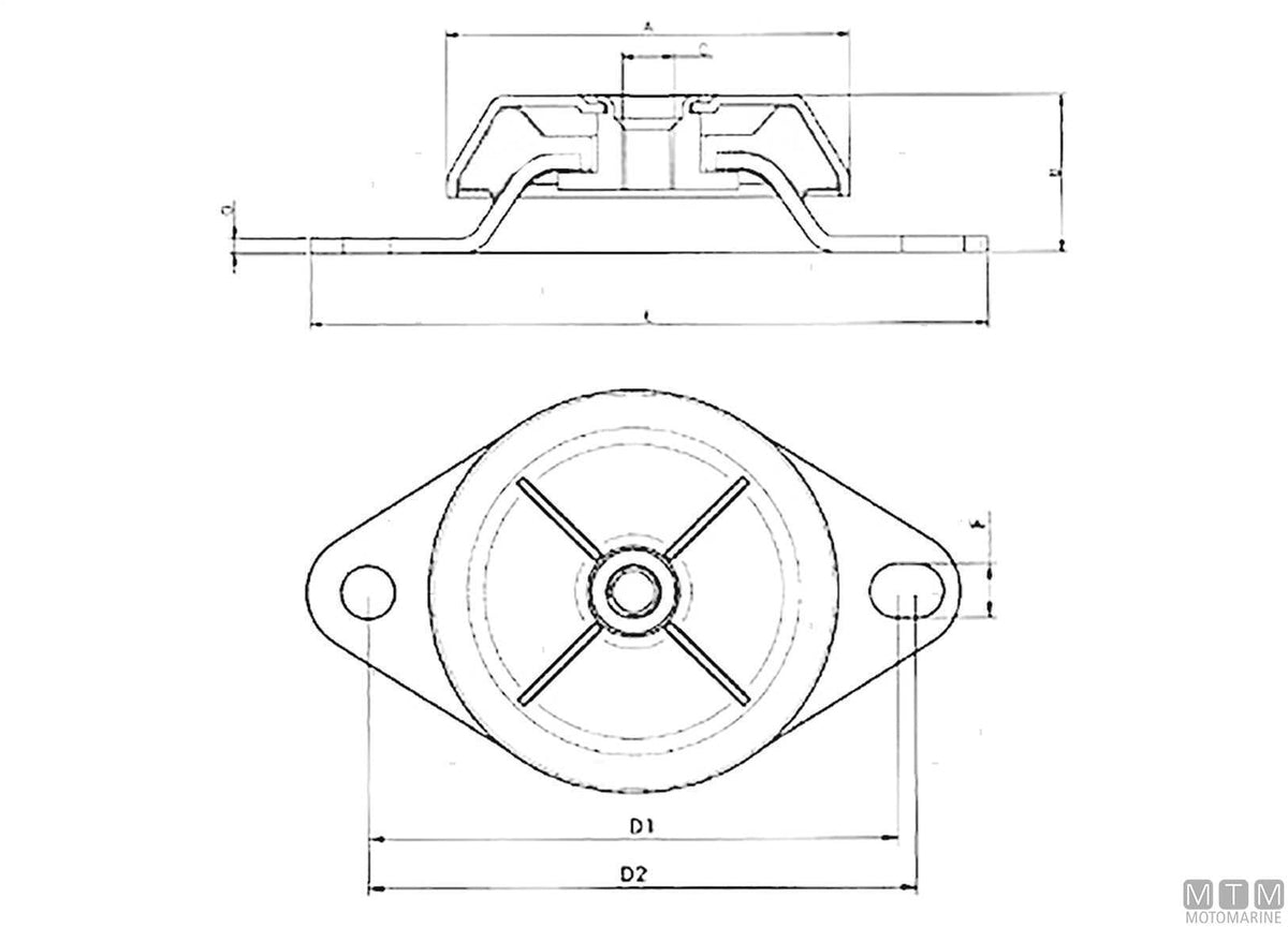 Anti-vibration mount 60SH 105 kg M12 - original photo Motomarine Srl