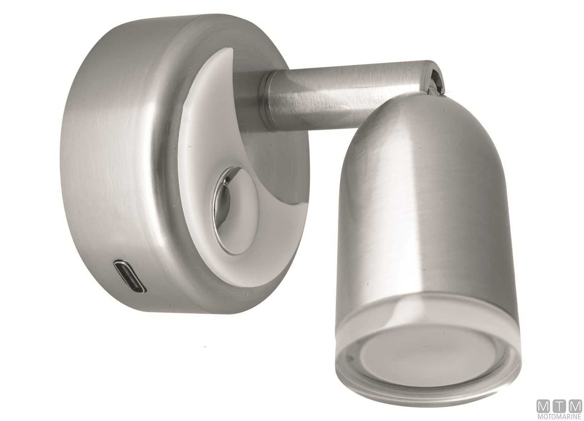 Adjustable USB touch LED spotlight in brushed aluminum - original photo Motomarine Srl